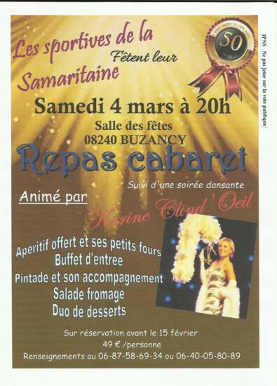 Repas cabaret organisé par Les sportives de la Samaritaine